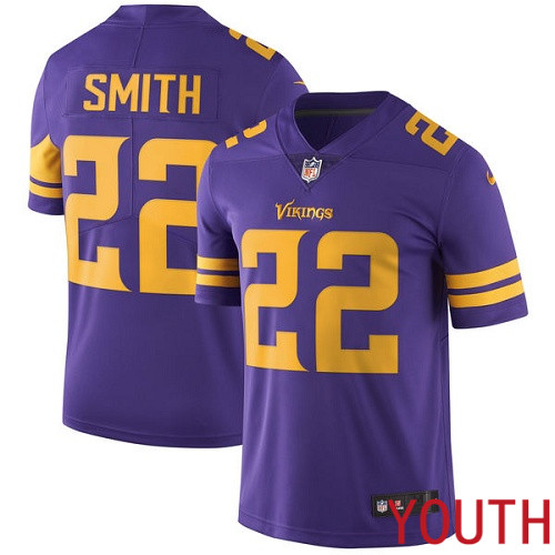 Minnesota Vikings 22 Limited Harrison Smith Purple Nike NFL Youth Jersey Rush Vapor Untouchable